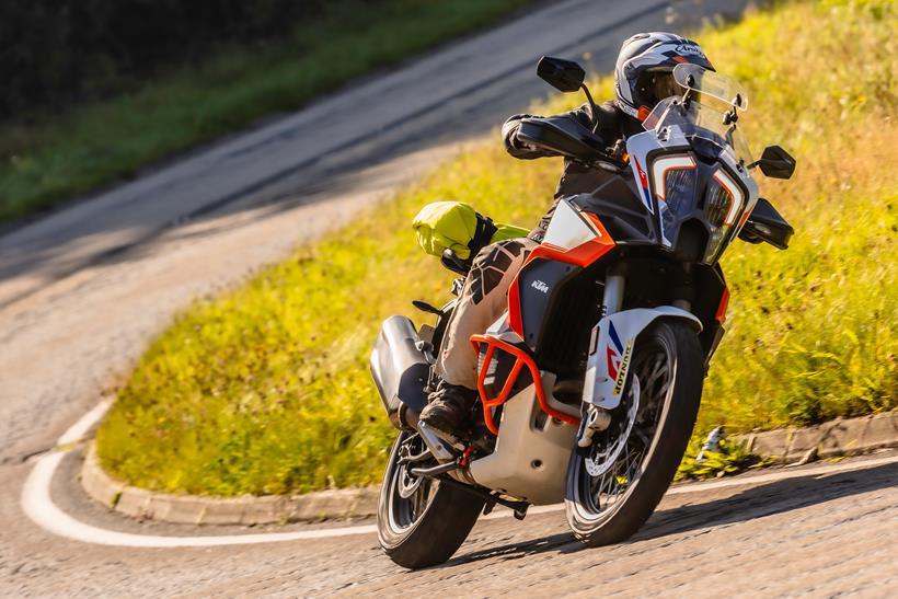 KTM 1290 Super Adventure R cornering on the road